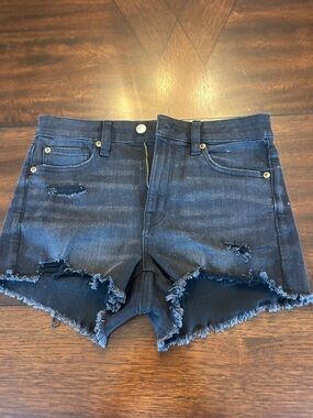 AMERICA EAGLE Distressed Black Denim Shorts